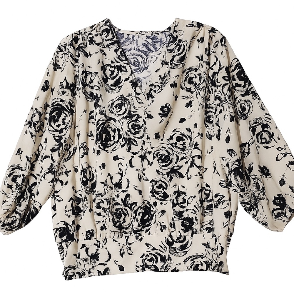 Royalty For Me Black and Cream Floral Blouse
